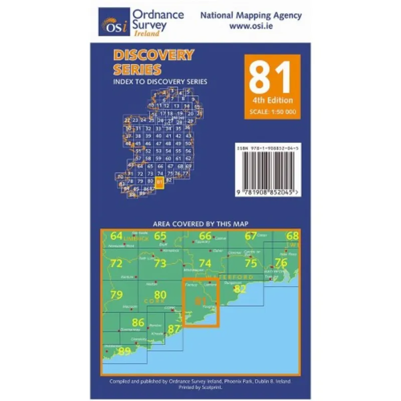 OSI Discovery Series Sheet 81 Cork Waterford. 4th. Edition 2012